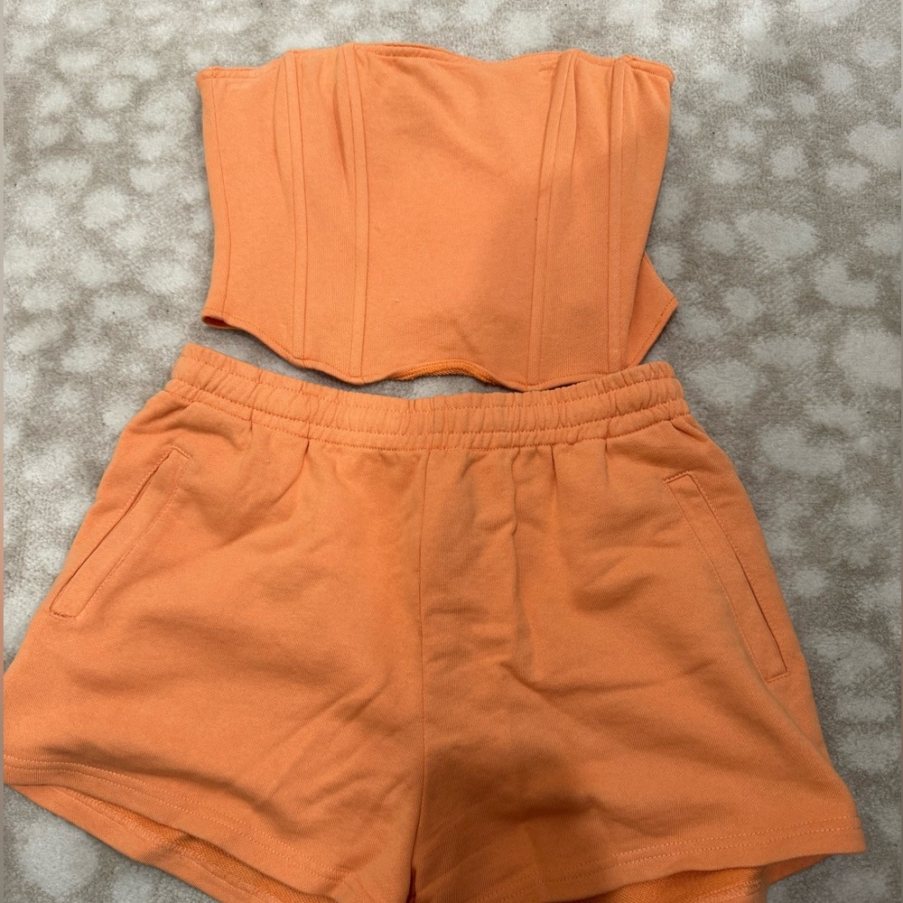 Shop triple threads orange corset sweat set